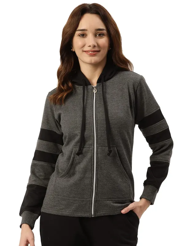 BRINNS_Women_Striped_Fleece_Hooded_Sweatshirt