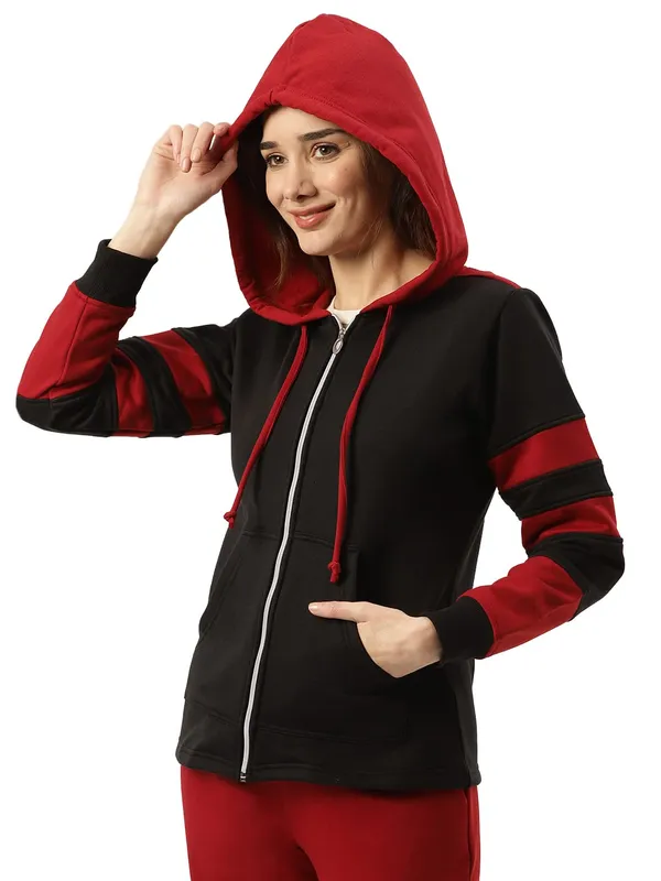 BRINNS_Women_Striped_Fleece_Hooded_Sweatshirt