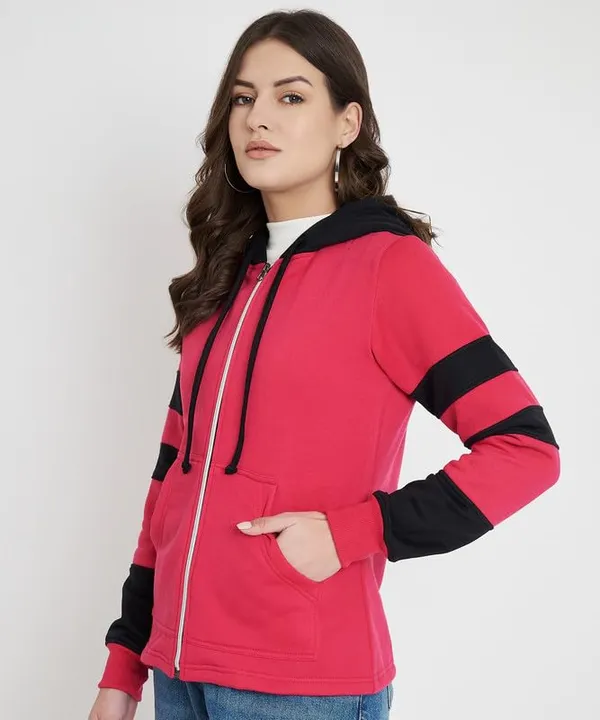 Teal_Blue_&_Burgundy_Striped_Fleece_Hooded_Sweat-shirt