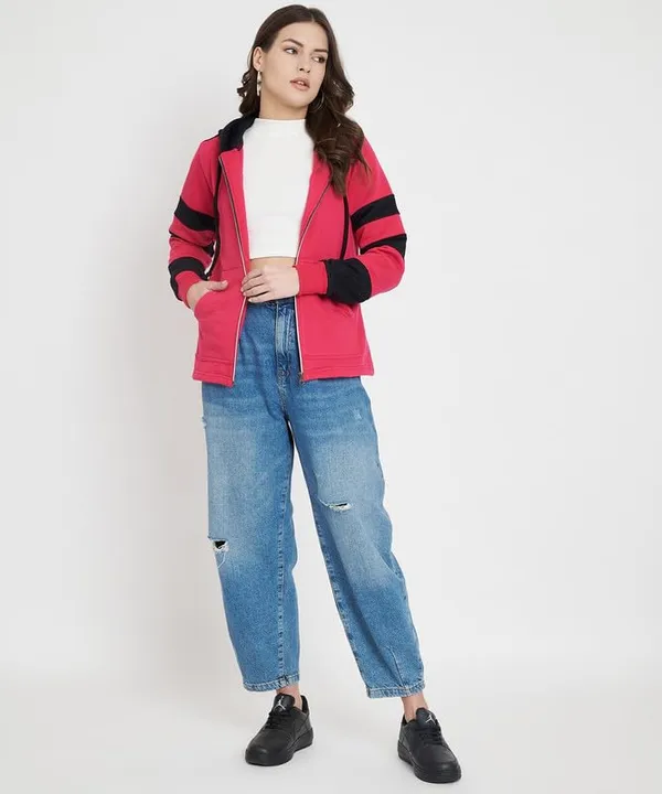 Teal_Blue_&_Burgundy_Striped_Fleece_Hooded_Sweat-shirt