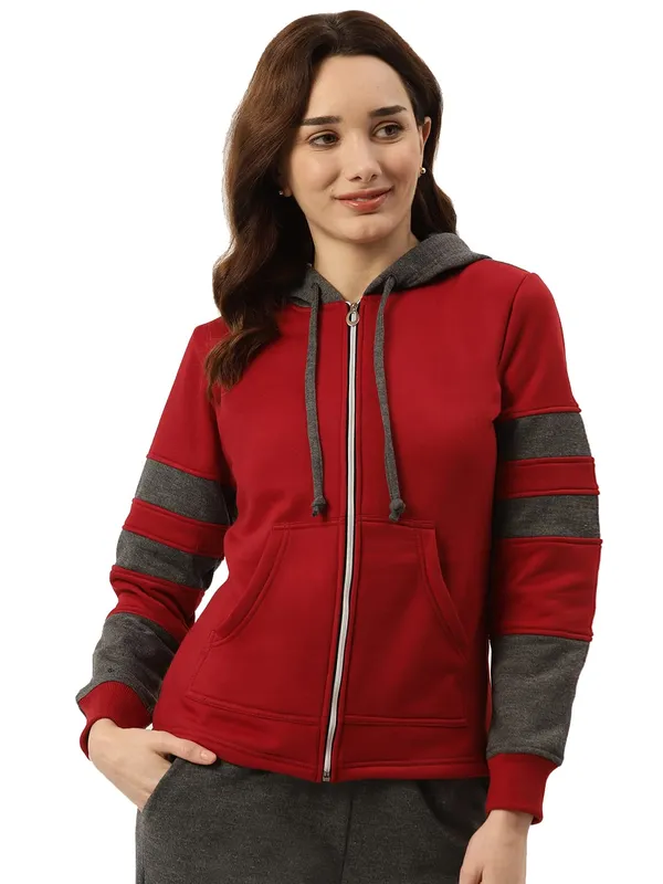 BRINNS_Women_Striped_Fleece_Hooded_Sweatshirt