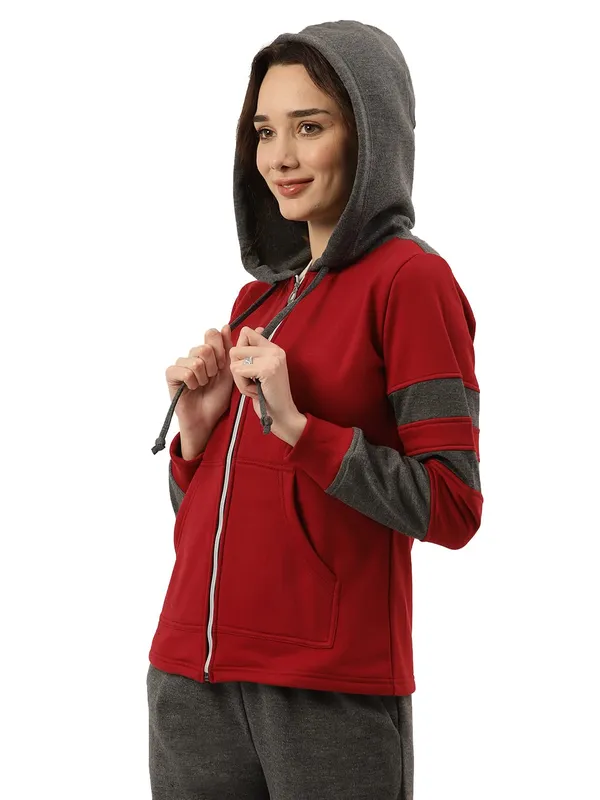BRINNS_Women_Striped_Fleece_Hooded_Sweatshirt