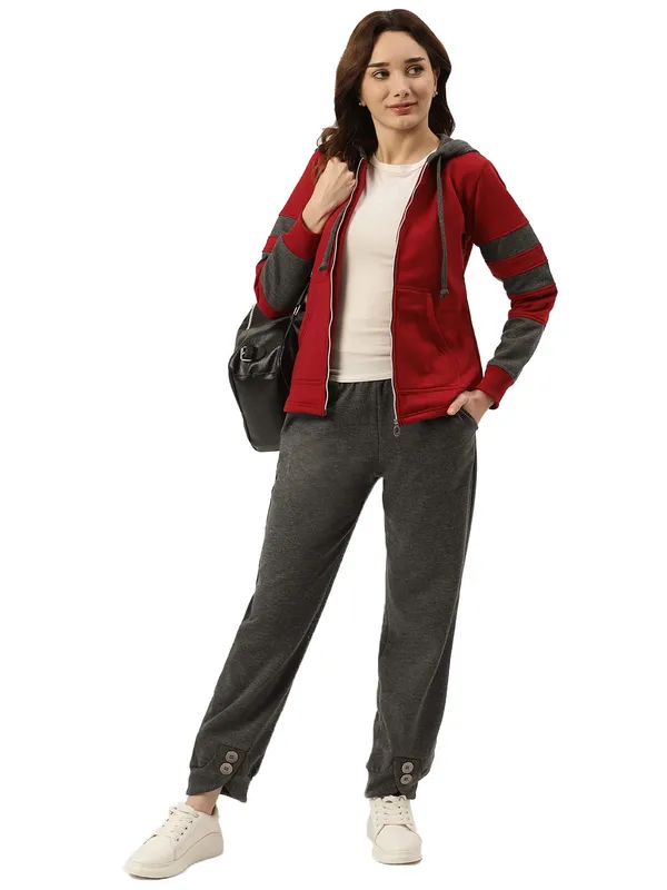 BRINNS_Women_Striped_Fleece_Hooded_Sweatshirt