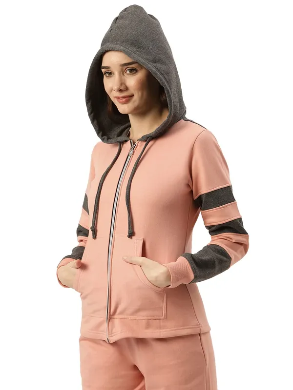 BRINNS_Women_Striped_Fleece_Hooded_Sweatshirt