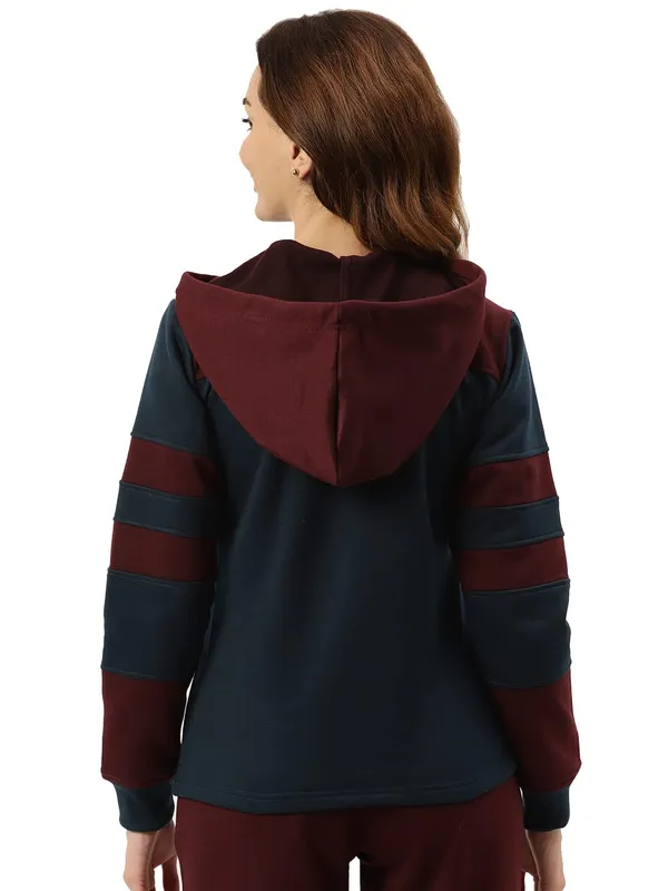 BRINNS_Women_Striped_Fleece_Hooded_Sweatshirt