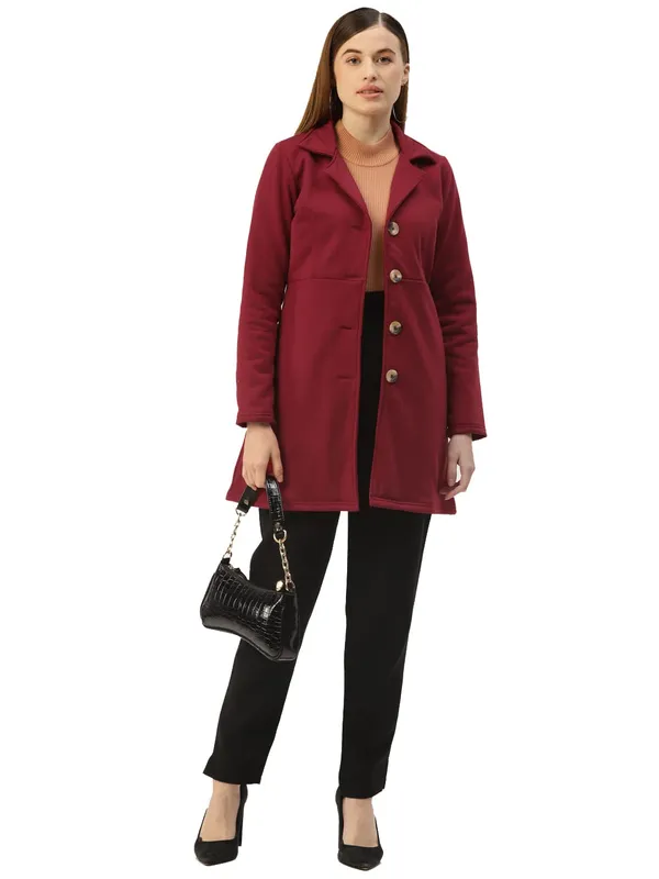 Maroon_Cotton_Blend_Fleece_With_Lining_Coats_For_Women
