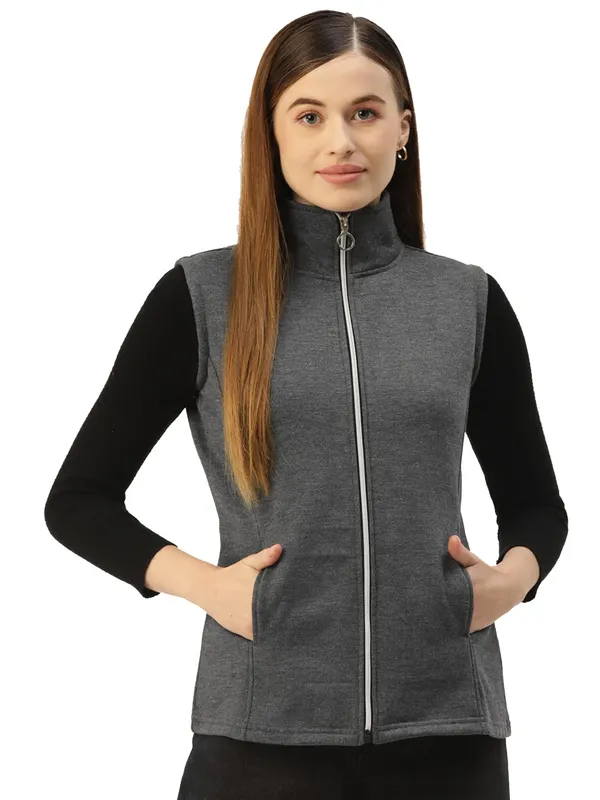 Charcoal_Cotton_Blend_Fleece_Jackets_For_Women
