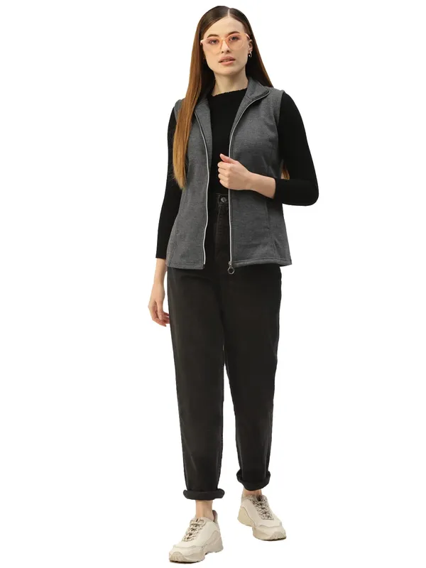 Charcoal_Cotton_Blend_Fleece_Jackets_For_Women