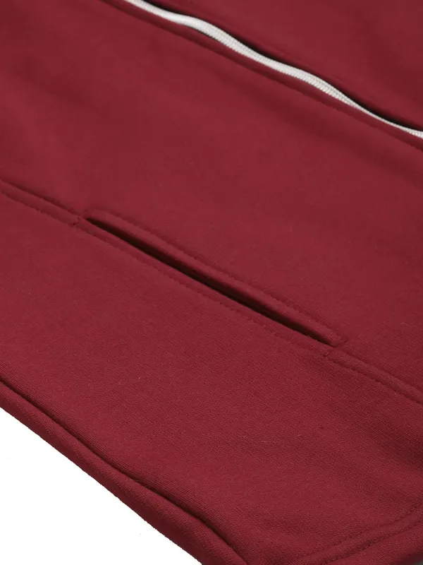 Maroon_Cotton_Blend_Fleece_Jackets_For_Women