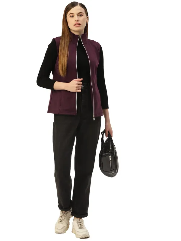 Plum_Cotton_Blend_Fleece_Jackets_For_Women