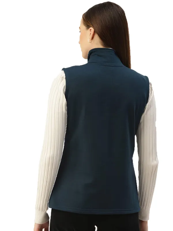 Teal_Cotton_Blend_Fleece_Jackets_For_Women