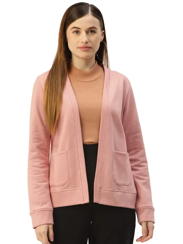 Pink_Cotton_Blend_Fleece_Jackets_For_Women