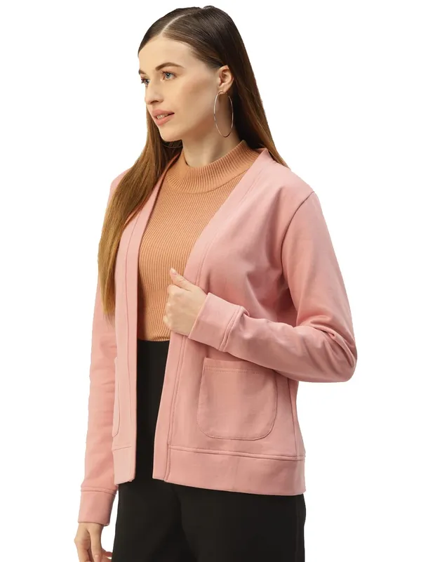 Pink_Cotton_Blend_Fleece_Jackets_For_Women