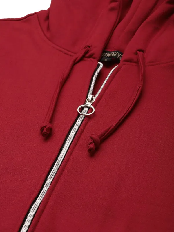 Maroon_Cotton_Blend_Fleece_Sweatshirts_For_Women