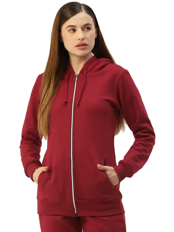 Maroon_Cotton_Blend_Fleece_Sweatshirts_For_Women