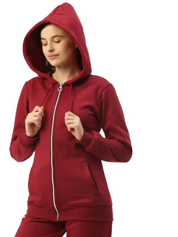 Maroon_Cotton_Blend_Fleece_Sweatshirts_For_Women
