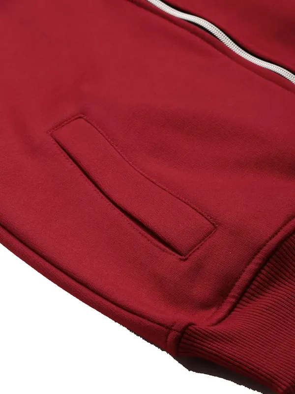 Maroon_Cotton_Blend_Fleece_Sweatshirts_For_Women