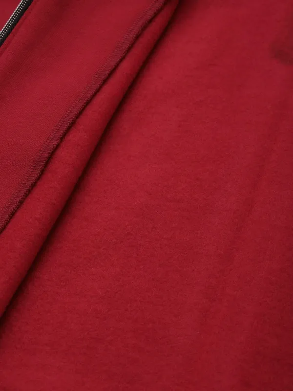 Maroon_Cotton_Blend_Fleece_Sweatshirts_For_Women