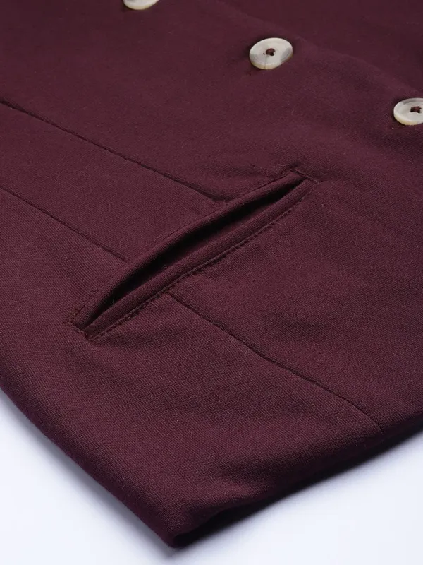 Burgundy_Cotton_Blend_Fleece_With_Lining_Waistcoat_For_Women