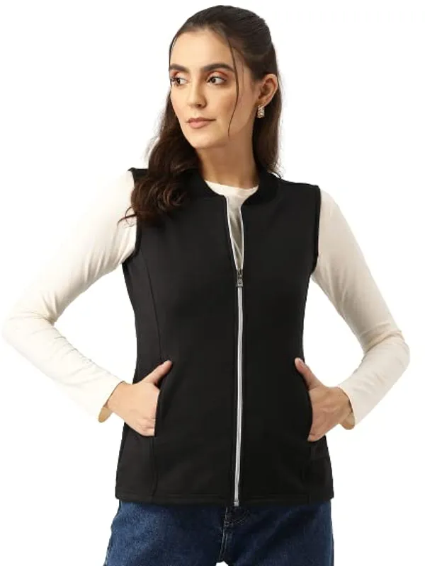 Plus_Size_Mock_Neck_Zip_Closure_Fleece_Tailored_Jacket