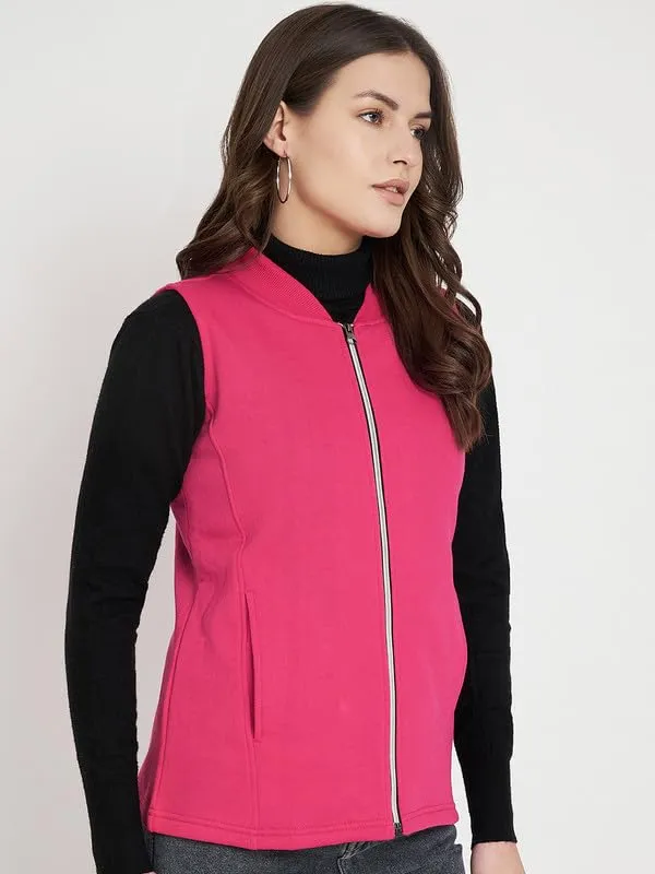 Plus_Size_Mock_Neck_Zip_Closure_Fleece_Tailored_Jacket