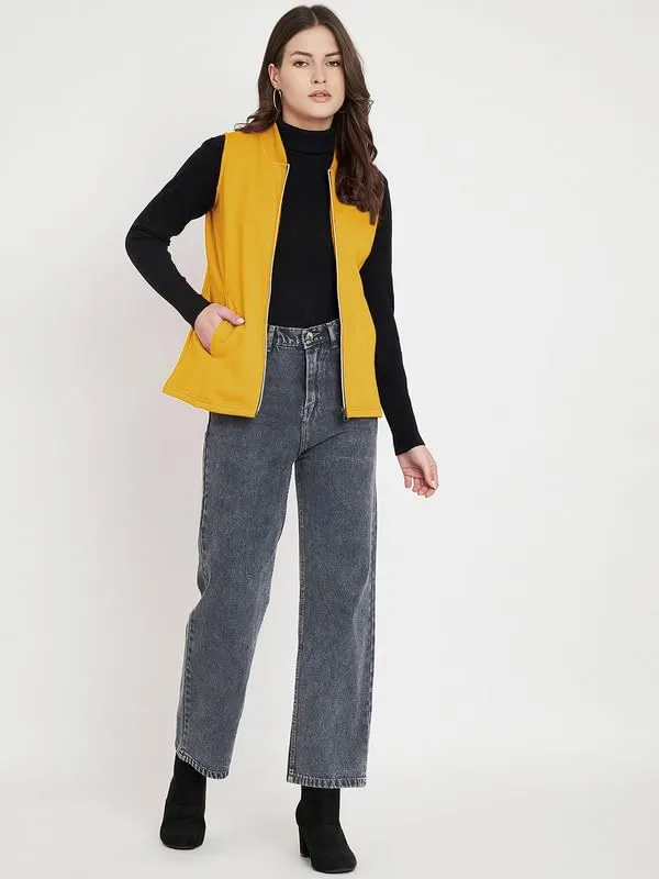 Plus_Size_Mock_Neck_Zip_Closure_Fleece_Tailored_Jacket