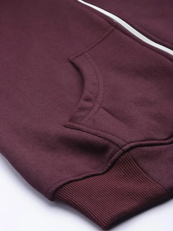 Burgundy_Cotton_Blend_Fleece_Sweatshirts_For_Women