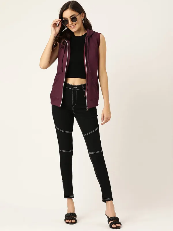 Burgundy_Cotton_Blend_Fleece_Sweatshirts_For_Women