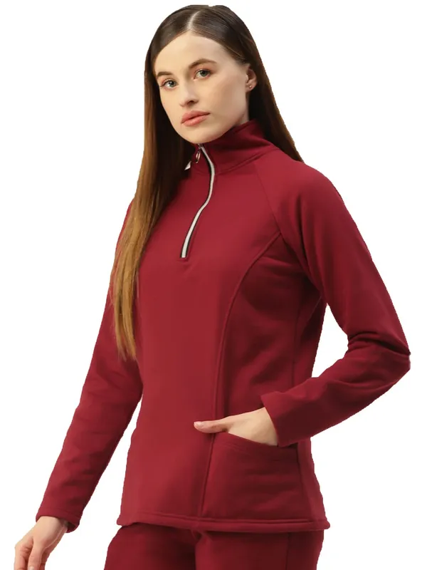 Maroon_Cotton_Blend_Fleece_Sweatshirts_For_Women