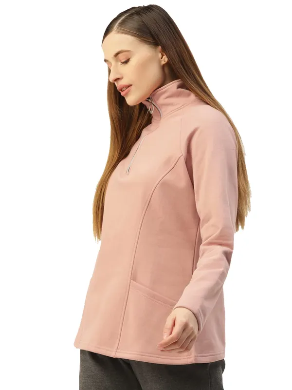 Pink_Cotton_Blend_Fleece_Sweatshirts_For_Women