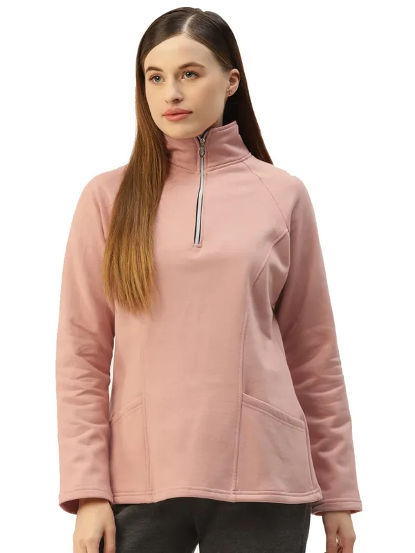 Pink_Cotton_Blend_Fleece_Sweatshirts_For_Women