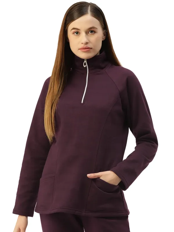 Plum_Cotton_Blend_Fleece_Sweatshirts_For_Women
