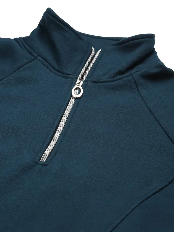 Teal_Cotton_Blend_Fleece_Sweatshirts_For_Women