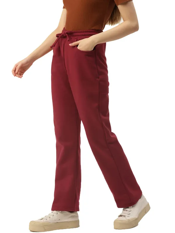 Maroon_Cotton_Blend_Fleece_Trousers_For_Women