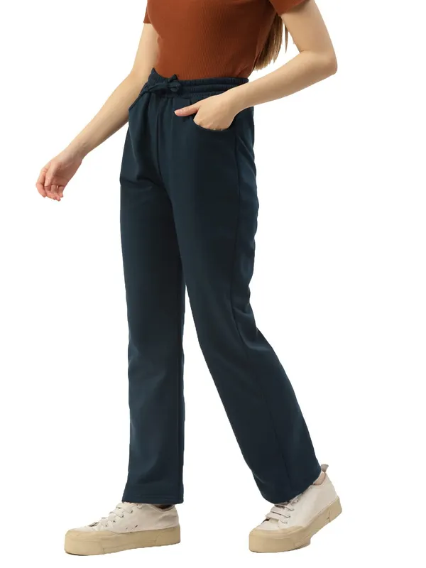 Teal_Cotton_Blend_Fleece_Trousers_For_Women