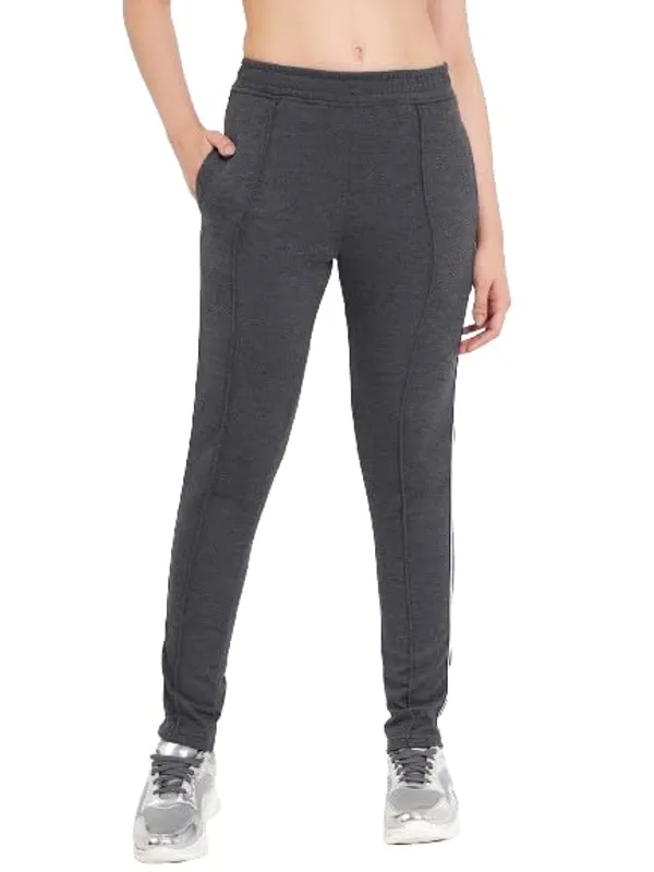 Charcoal_Cotton_Blend_Fleece_Track_Pants_For_Women