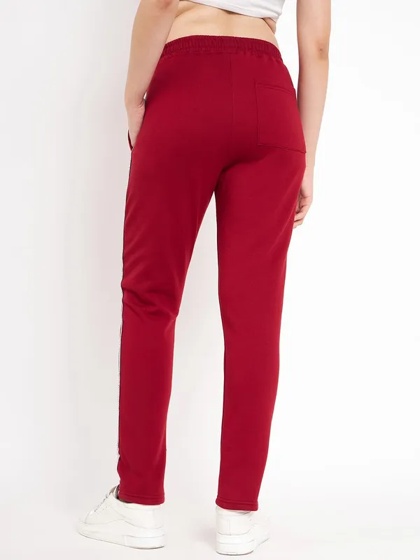 Maroon_Cotton_Blend_Fleece_Track_Pants_For_Women