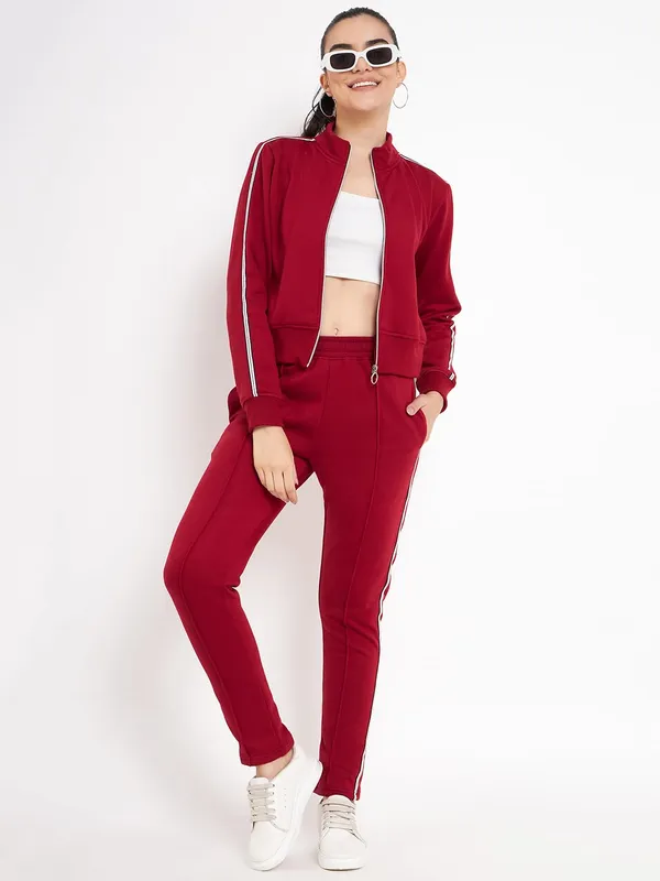 Maroon_Cotton_Blend_Fleece_Track_Pants_For_Women