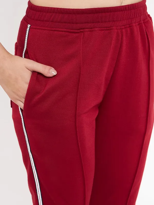 Maroon_Cotton_Blend_Fleece_Track_Pants_For_Women