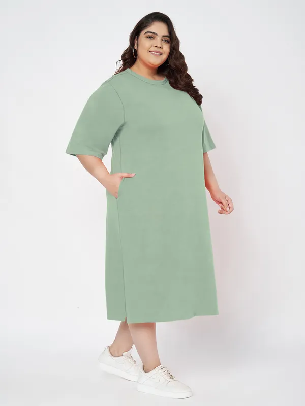Sagegreen_Cotton_Blend_Single_Jersey_Dresses