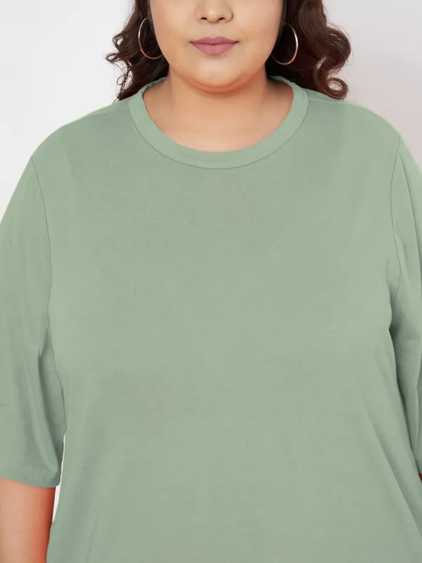 Sagegreen_Cotton_Blend_Single_Jersey_Dresses