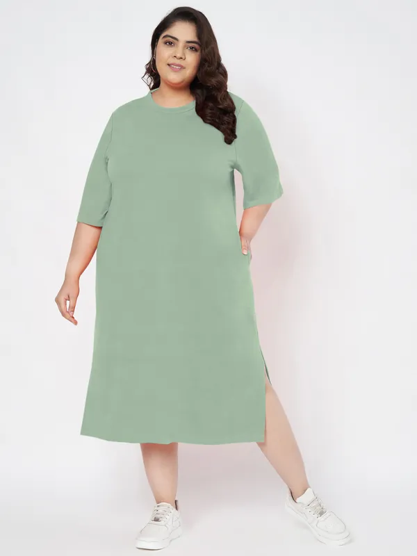Sagegreen_Cotton_Blend_Single_Jersey_Dresses