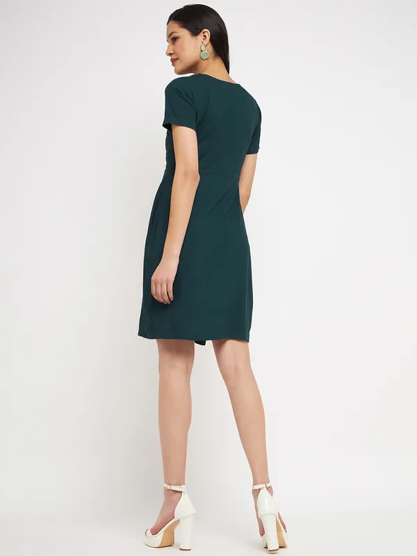 Darkgreen_Rayon_Solid_Dresses
