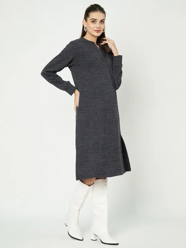A-Line_Mandarin_Collar_Midi_Dress
