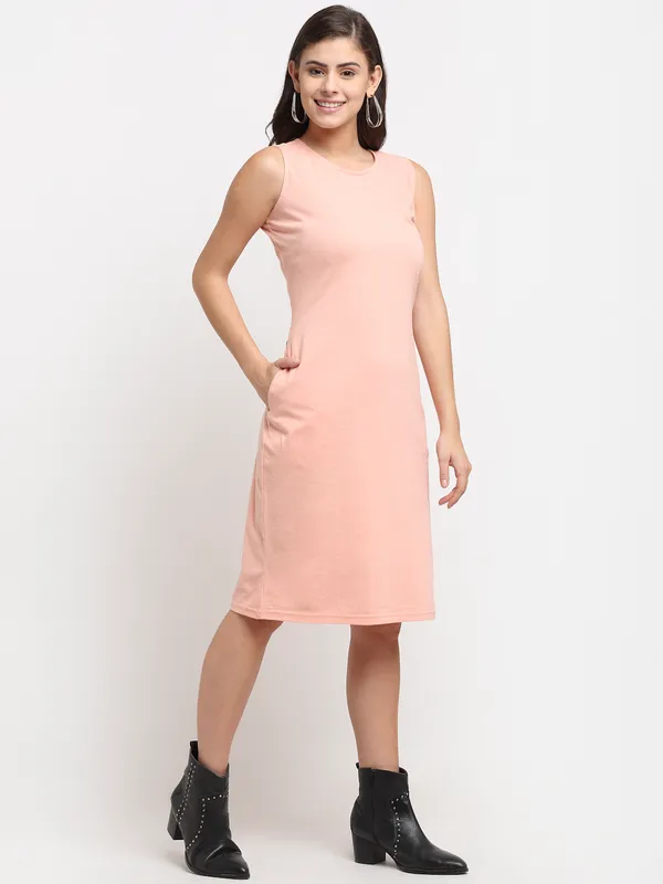 BRINNS_White_Solid_Pure_Cotton_A-Line_Midi_Dress