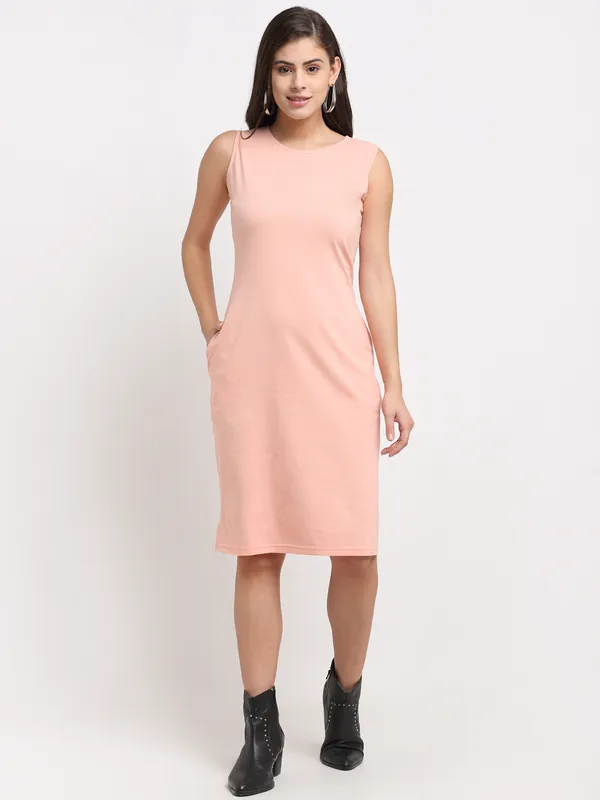 BRINNS_White_Solid_Pure_Cotton_A-Line_Midi_Dress