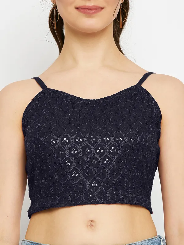 BRINNS_Sequined_Embellished_Shoulder_Straps_Fitted_Crop_Top