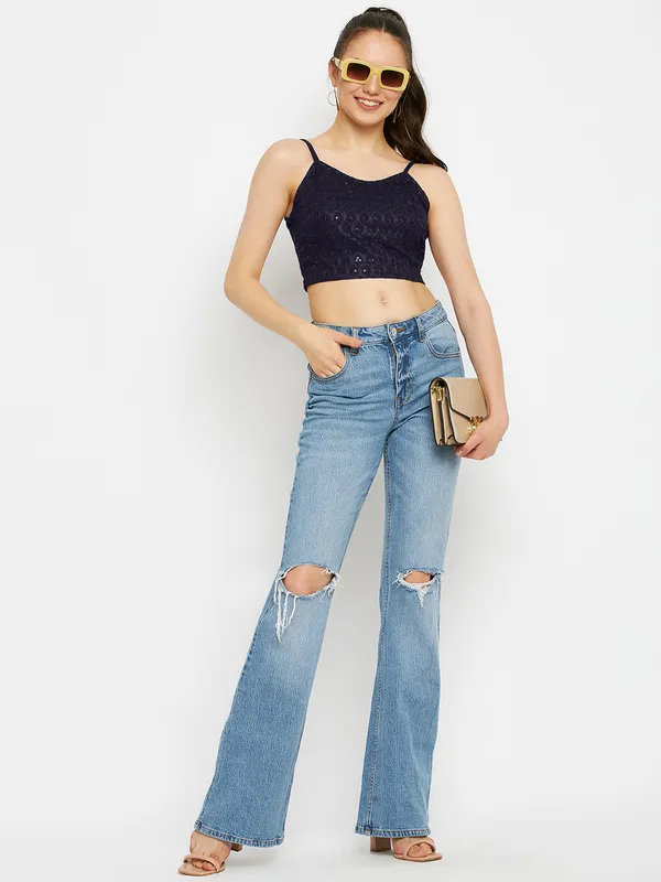 BRINNS_Sequined_Embellished_Shoulder_Straps_Fitted_Crop_Top