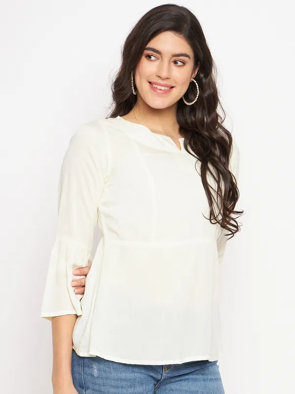Cream_Rayon_Solid_Tops