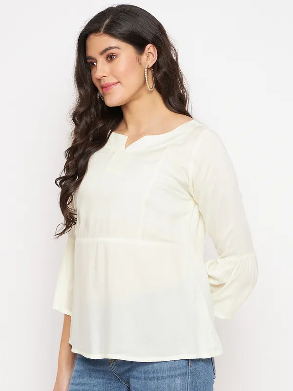 Cream_Rayon_Solid_Tops